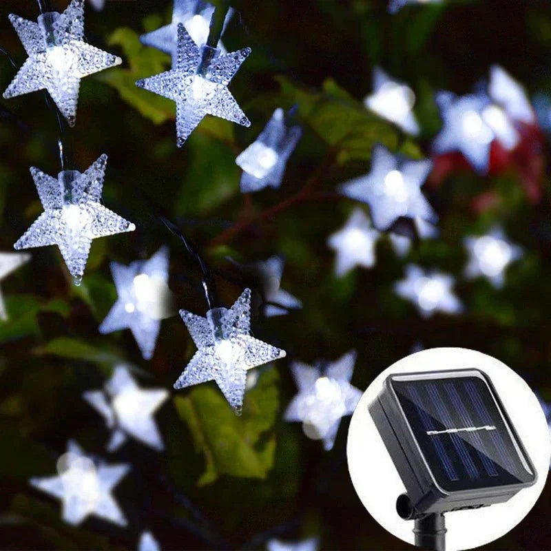 Guirlande LED Solaire Extérieure Étoiles - Blanc chaud