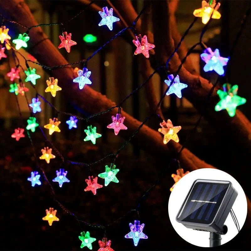 Guirlande LED Solaire Extérieure Étoiles - Multicolore