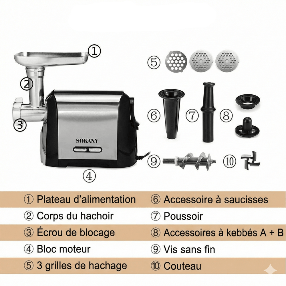 Hachoir à Viande Électrique Semi Professionnel -