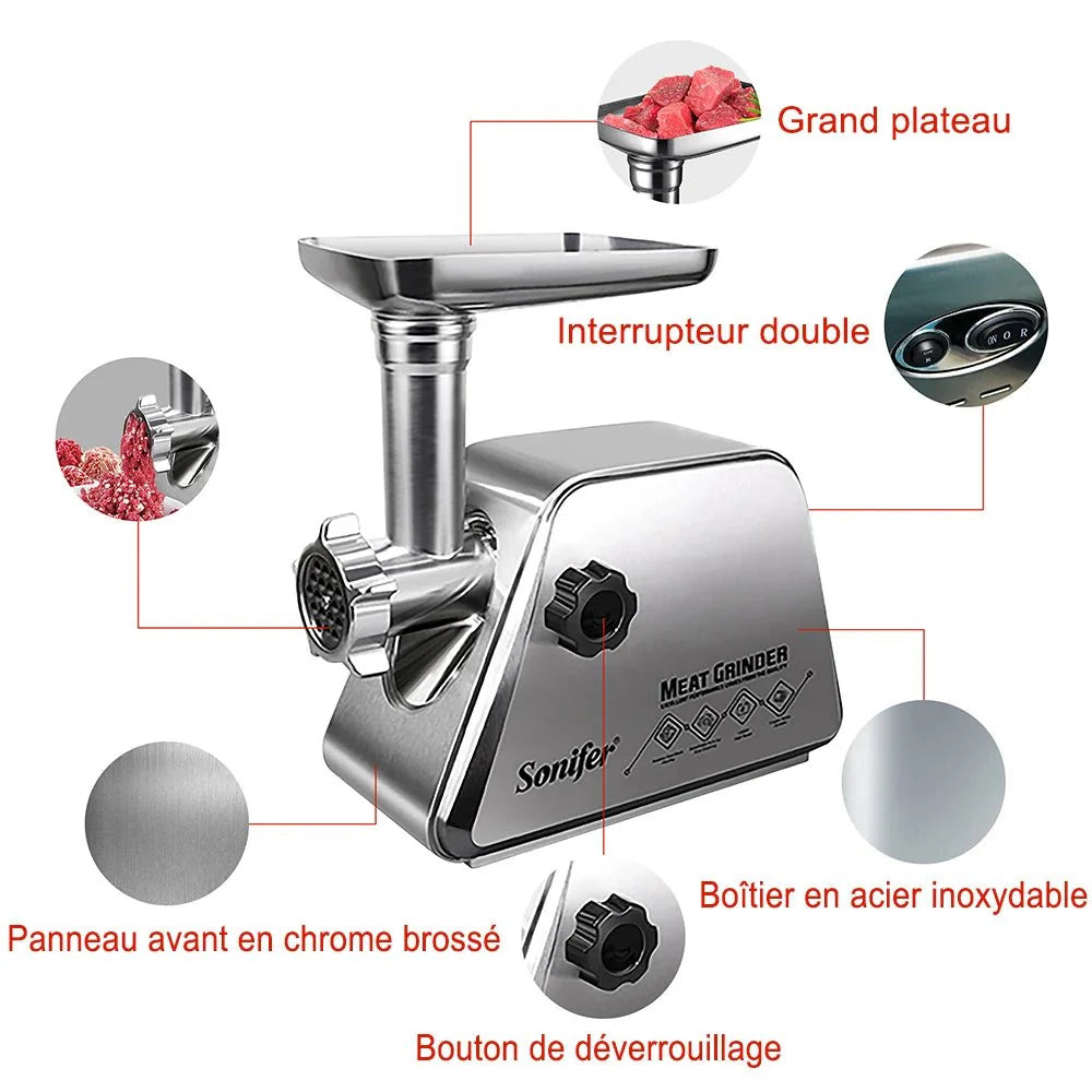 Hachoir a Viande Inox Électrique -