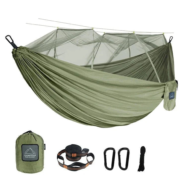 Hamac 2 Places Camping avec Moustiquaire - Khaki