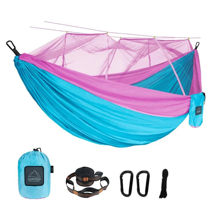 Hamac 2 Places Camping avec Moustiquaire - Rose