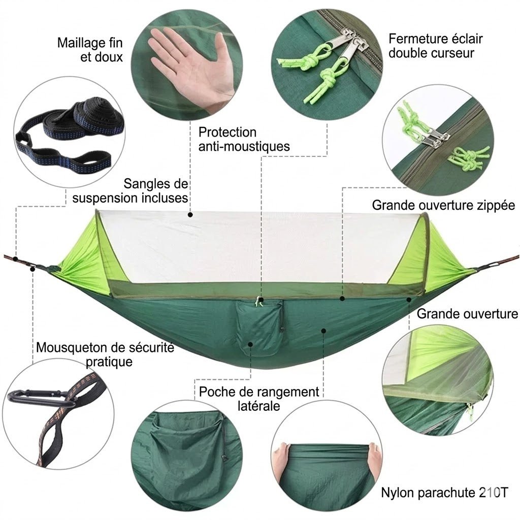 Hamac de Camping avec Bâche de Pluie - A