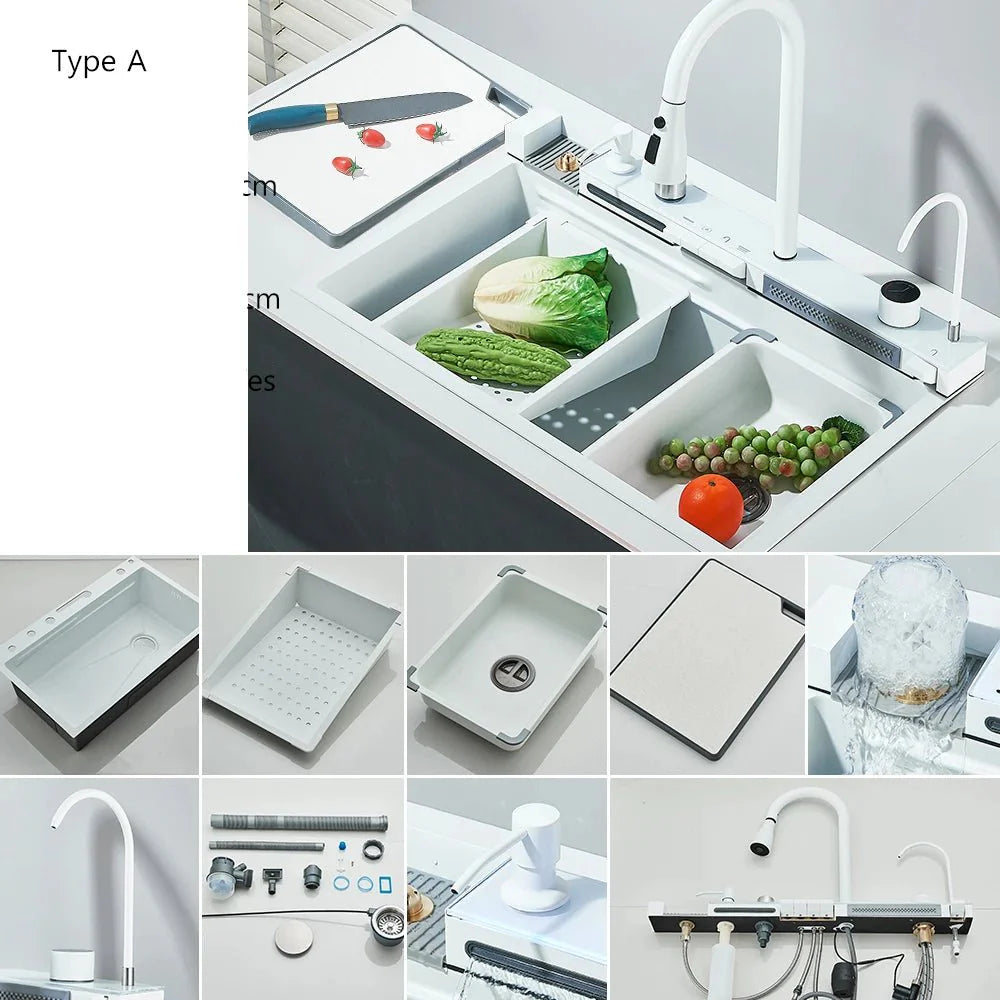 Kit Évier cuisine multifonction - 75X45 A Blanc