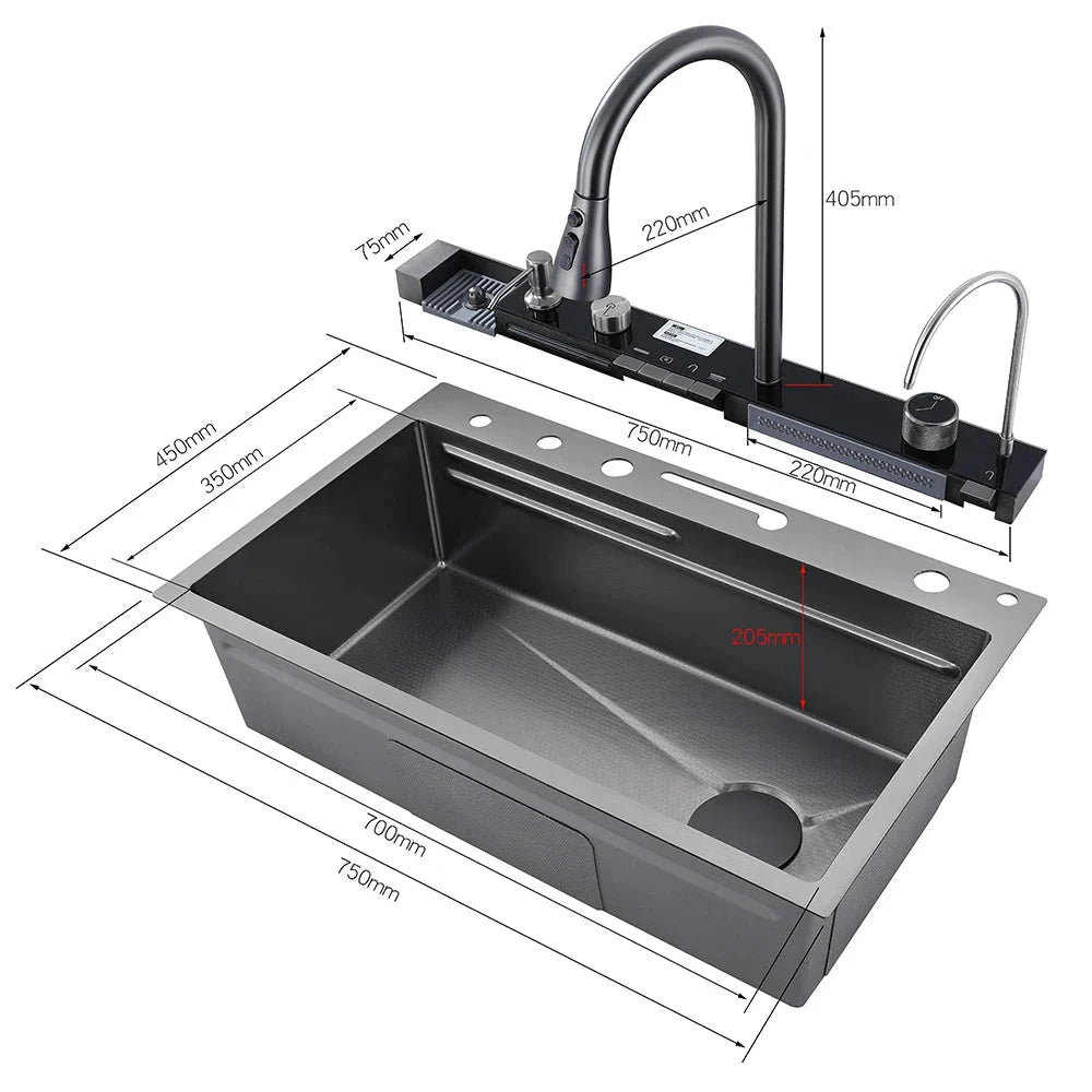 Kit Évier cuisine multifonction - 75X45 A Gris