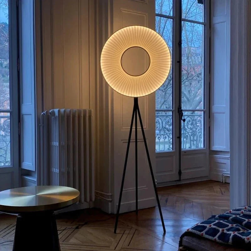 Lampadaire Anneau LED sur Trépied - Blanc chaud