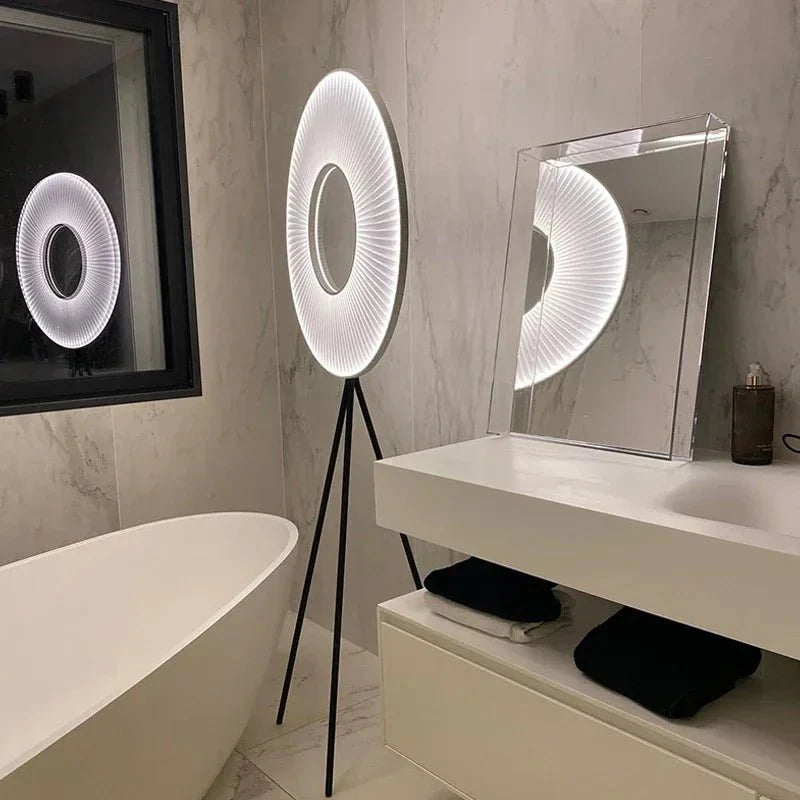 Lampadaire Anneau LED sur Trépied - Blanc chaud