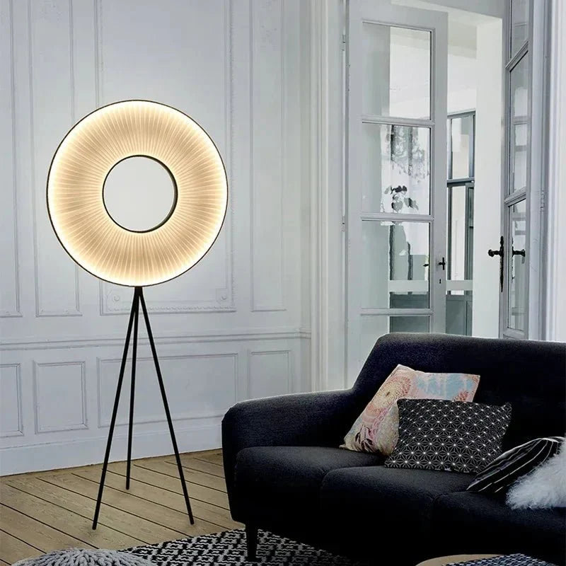 Lampadaire Anneau LED sur Trépied - Blanc chaud