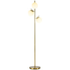 Lampadaire Arbre Laiton Doré et Globes en Verre -