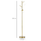 Lampadaire Arbre Laiton Doré et Globes en Verre -