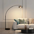 Lampadaire Arc Design Noir avec Réflecteur Métallique - Blanc chaud