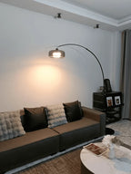 Lampadaire Arc Design Noir avec Réflecteur Métallique - Blanc chaud
