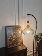 Lampadaire Arc Noir avec Abat - jour en Verre Texturé 157cm -