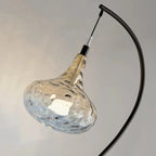 Lampadaire Arc Noir avec Abat - jour en Verre Texturé 157cm -