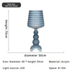 Lampadaire Baroque Transparent Style Cristal - D30 H70CM blanc