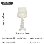 Lampadaire Baroque Transparent Style Cristal - D30 H70CM blanc