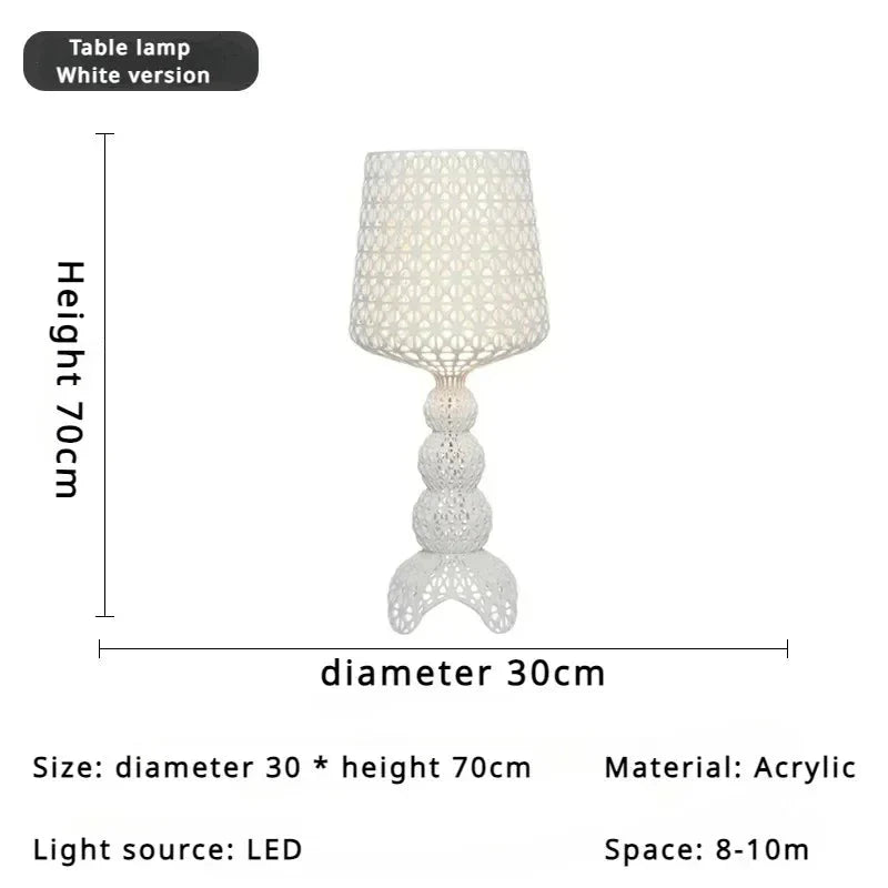 Lampadaire Baroque Transparent Style Cristal - D30 H70CM blanc