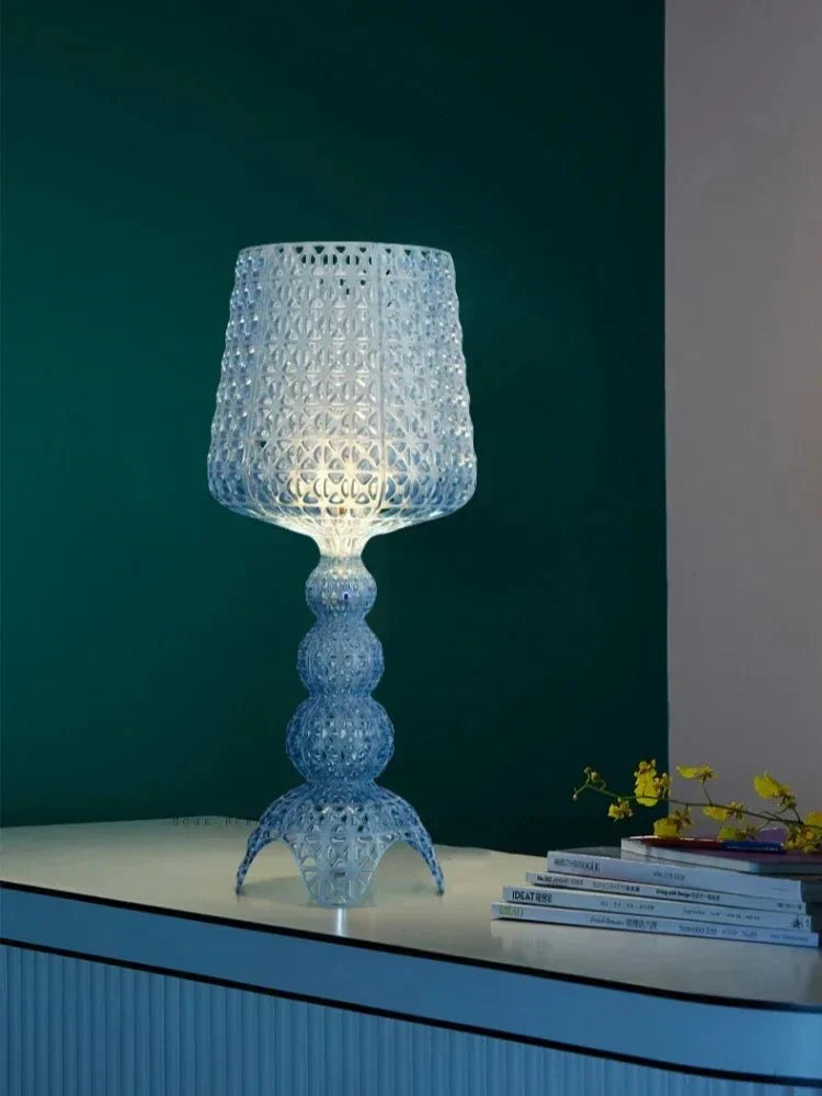 Lampadaire Baroque Transparent Style Cristal - D30 H70CM bleu clair