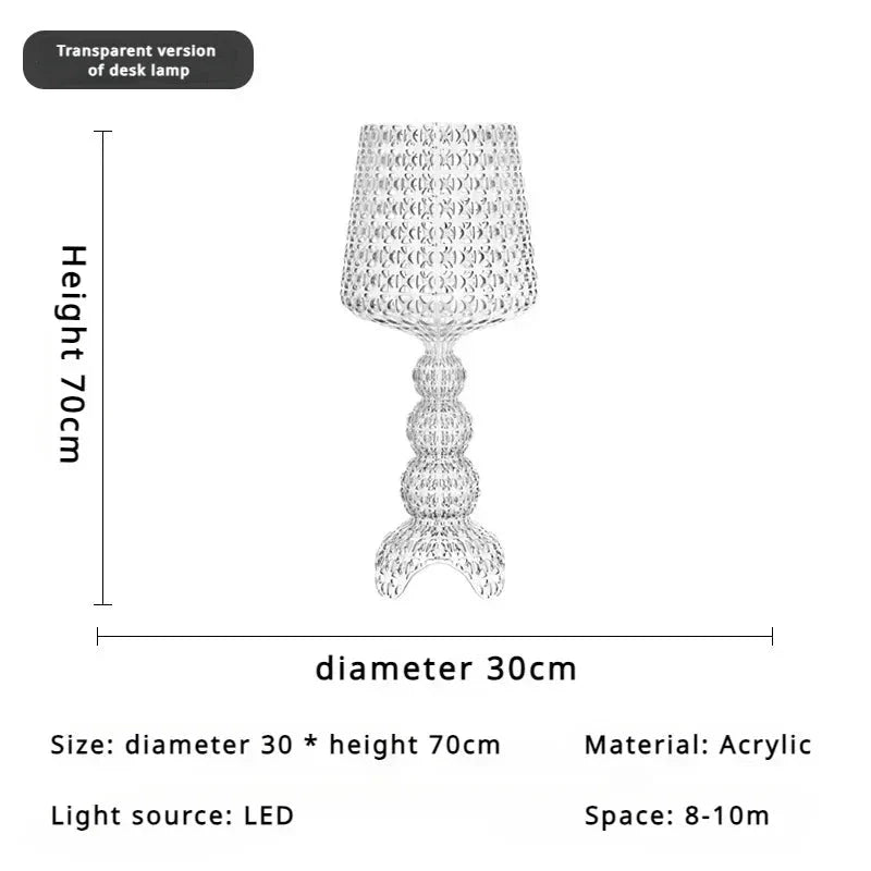 Lampadaire Baroque Transparent Style Cristal - D30 H70CM transparant