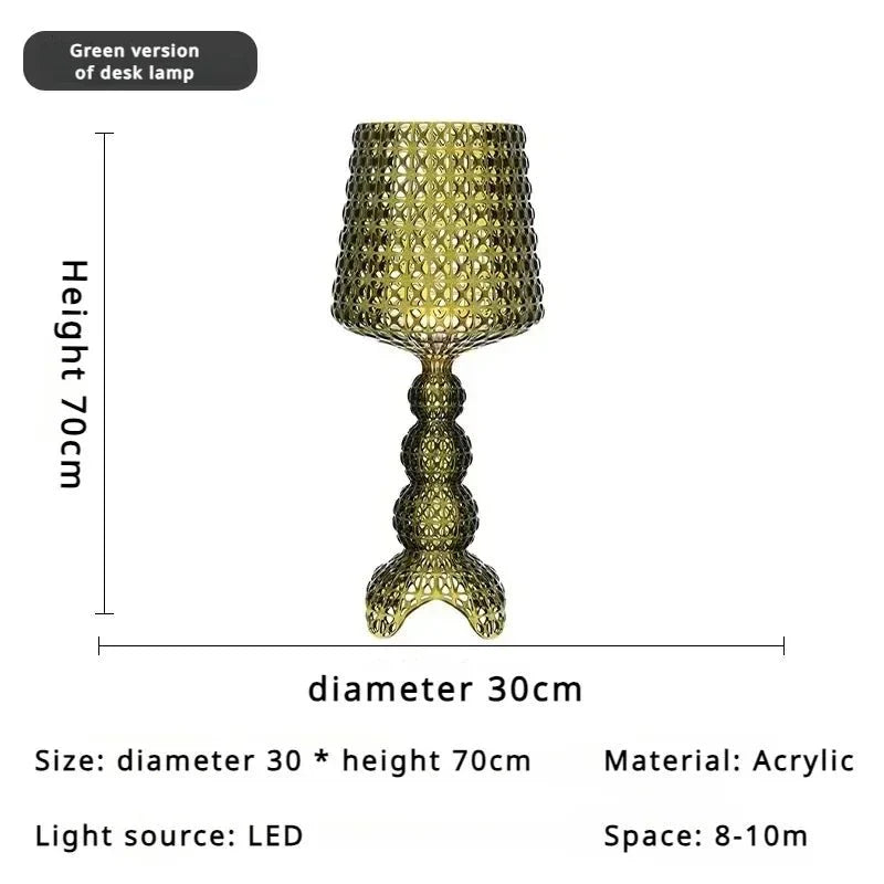 Lampadaire Baroque Transparent Style Cristal - D30 H70CM vert