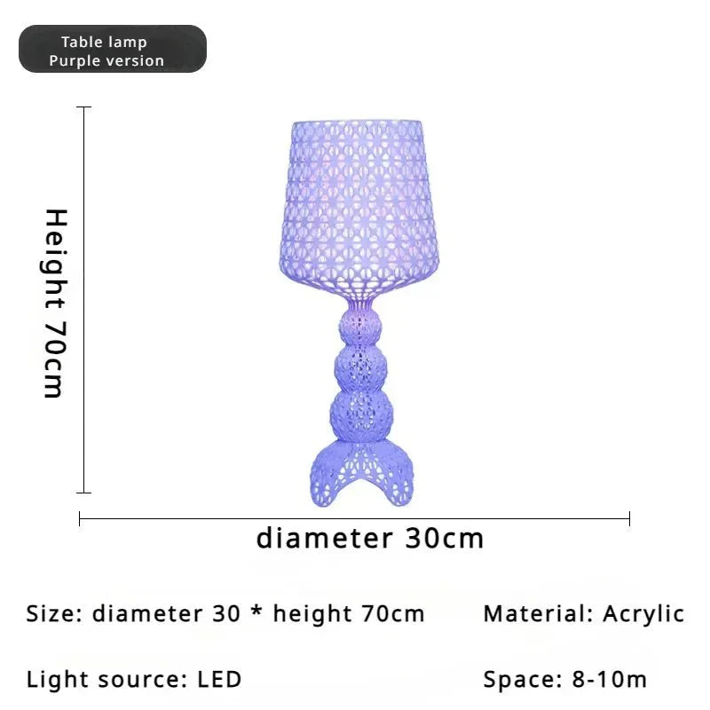 Lampadaire Baroque Transparent Style Cristal - D30 H70CM violet