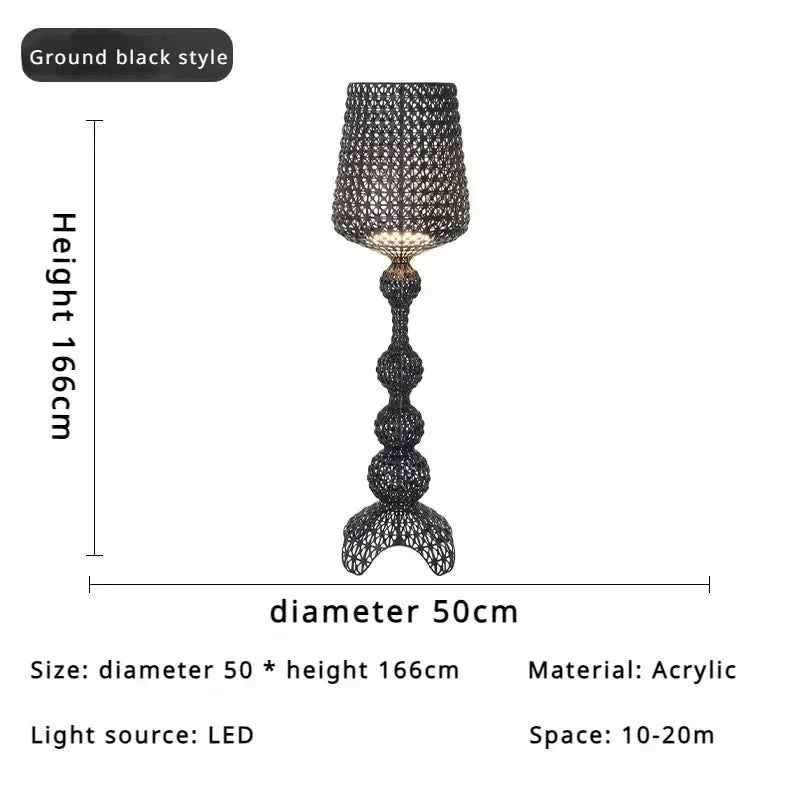 Lampadaire Baroque Transparent Style Cristal - D50 H166CM blanc