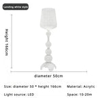 Lampadaire Baroque Transparent Style Cristal - D50 H166CM blanc