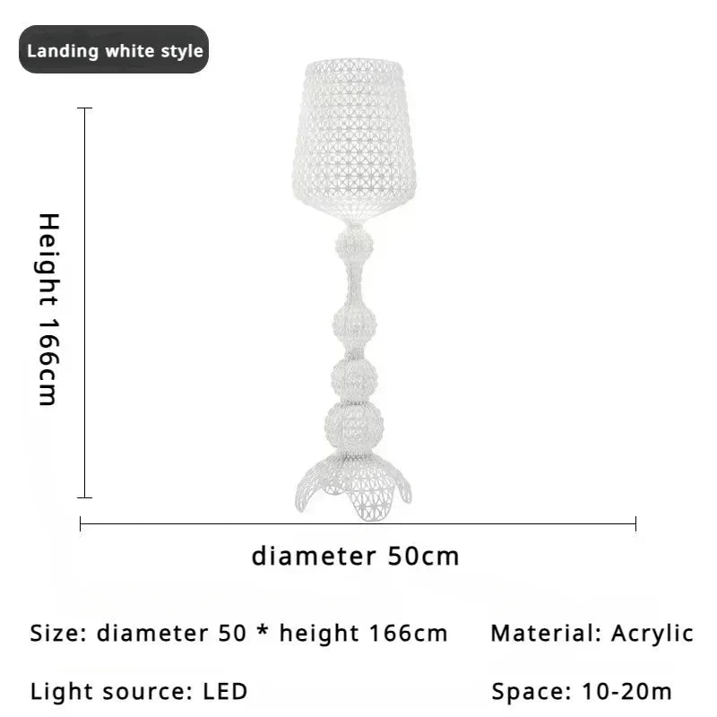 Lampadaire Baroque Transparent Style Cristal - D50 H166CM blanc