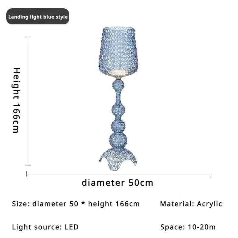 Lampadaire Baroque Transparent Style Cristal - D50 H166CM bleu clair