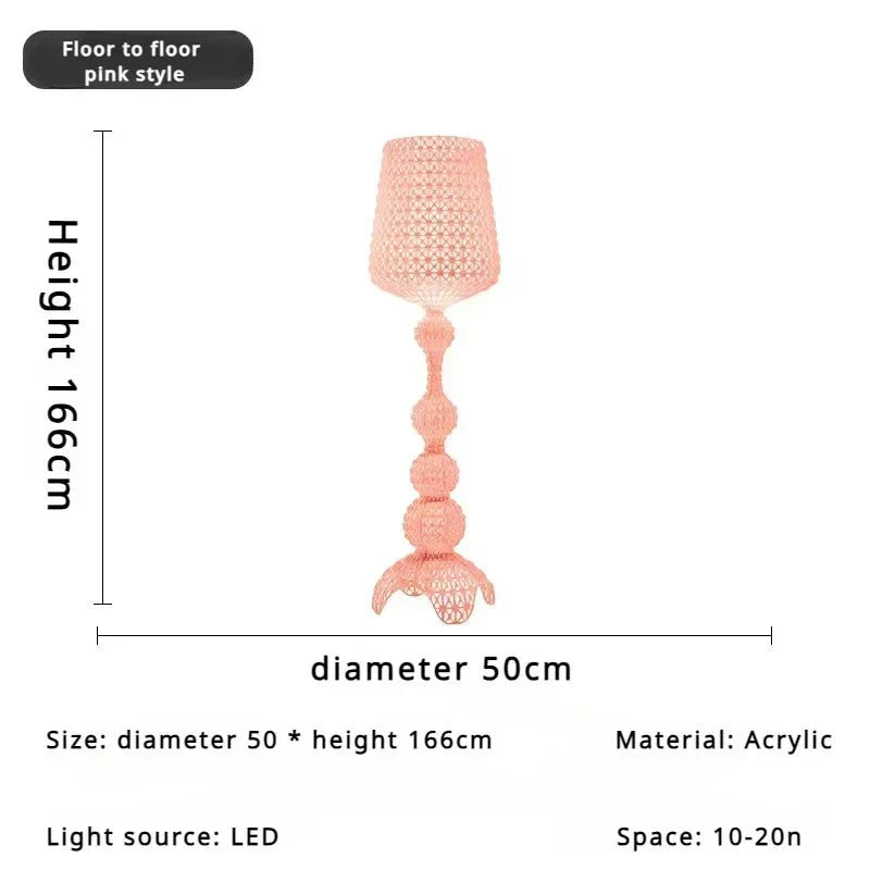 Lampadaire Baroque Transparent Style Cristal - D50 H166CM rose