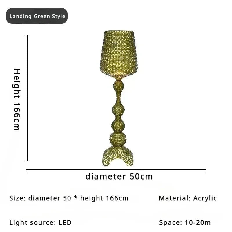 Lampadaire Baroque Transparent Style Cristal - D50 H166CM vert