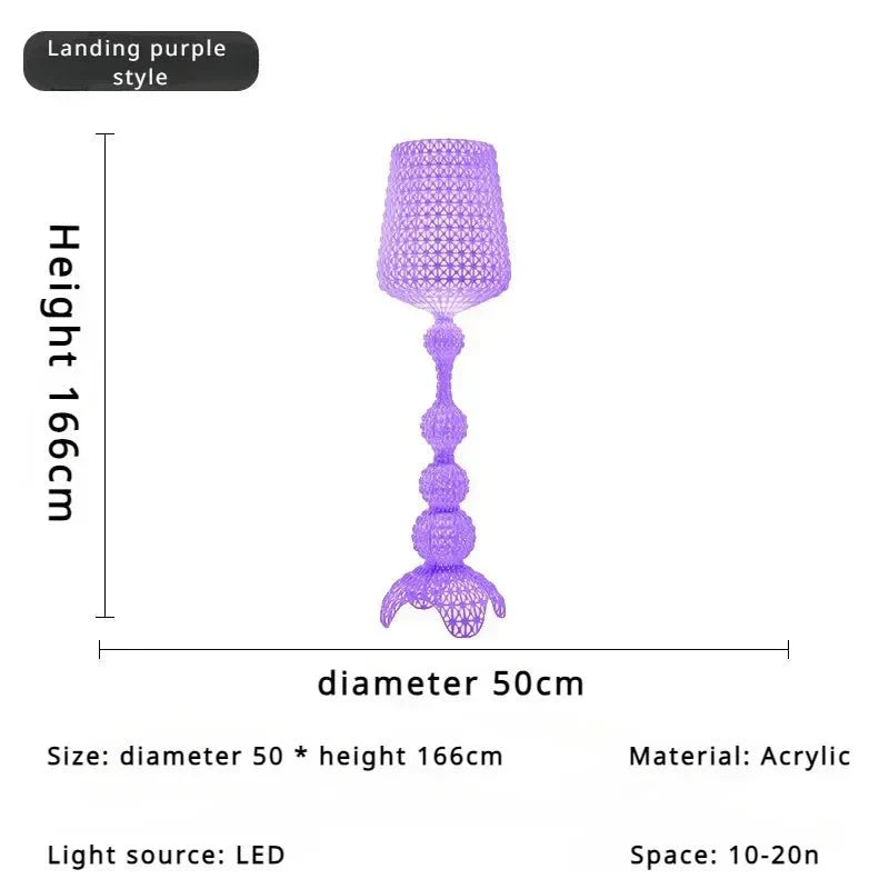 Lampadaire Baroque Transparent Style Cristal - D50 H166CM violet