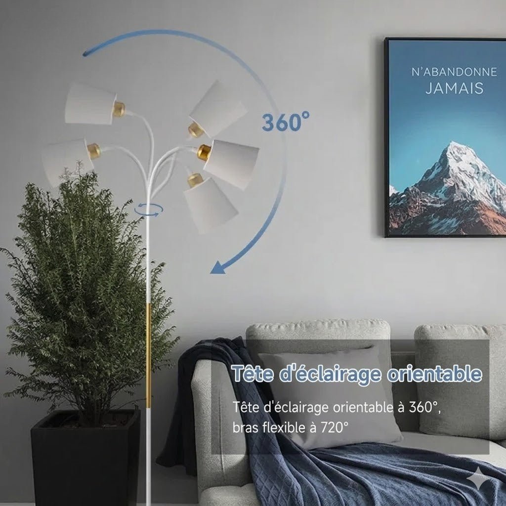 Lampadaire Classique Abat - Jour Orientable - Blanc