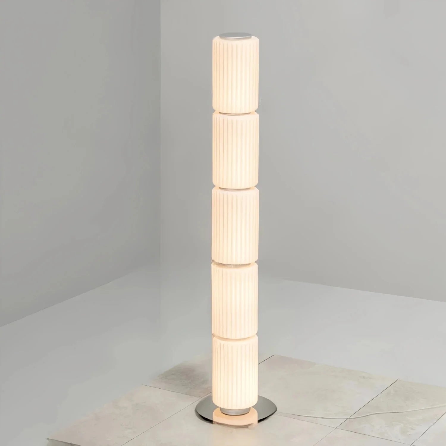 Lampadaire Colonne en Verre - Blanc Lait H155cm
