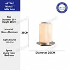 Lampadaire Colonne en Verre - Blanc Lait H35cm