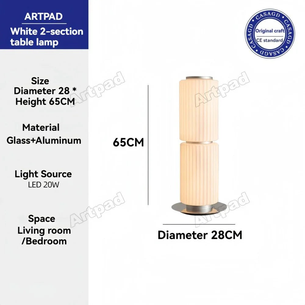 Lampadaire Colonne en Verre - Blanc Lait H65cm