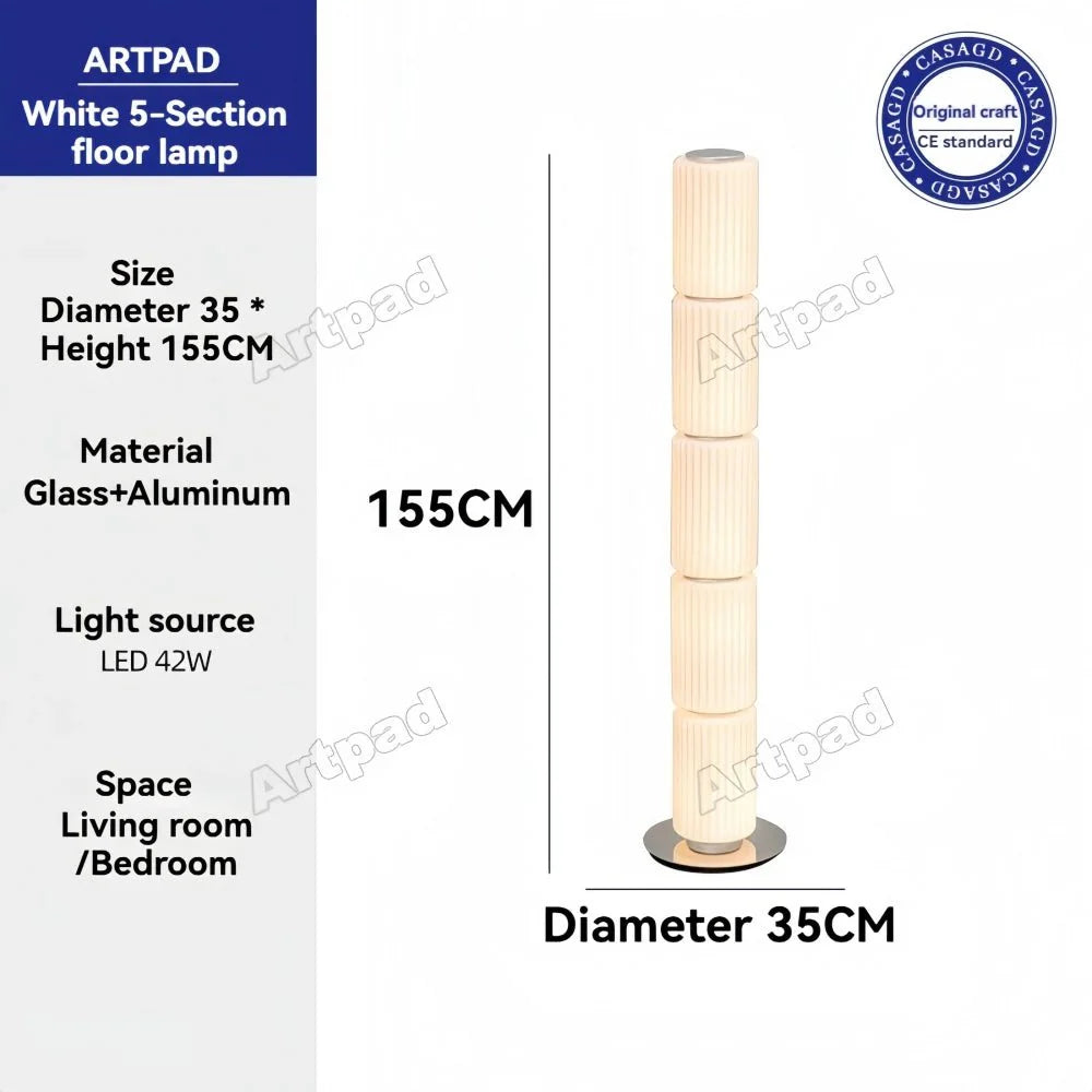 Lampadaire Colonne en Verre - Blanc Lait H65cm