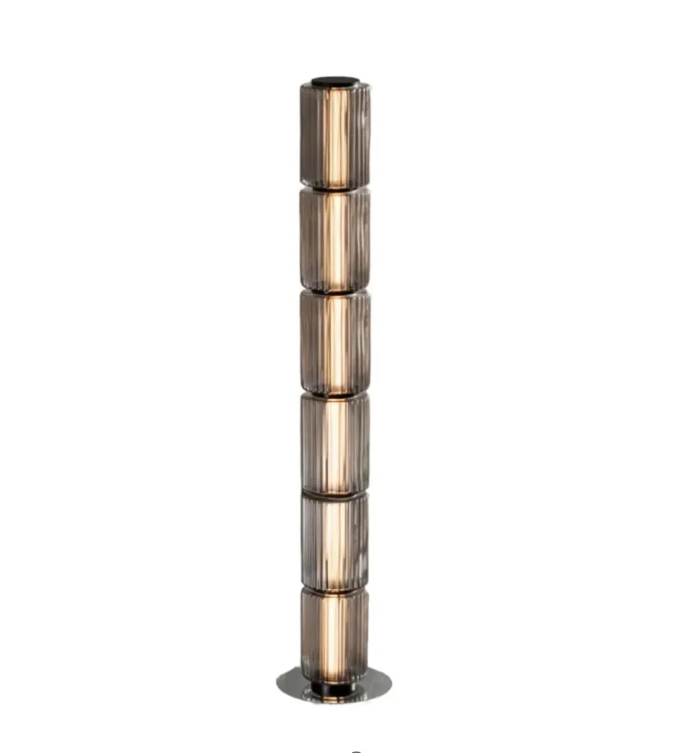 Lampadaire Colonne en Verre - Blanc Lait H95cm