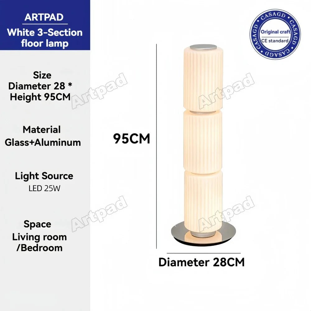 Lampadaire Colonne en Verre - Blanc Lait H95cm