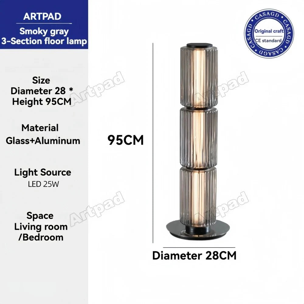 Lampadaire Colonne en Verre - Gris Fumée H125cm