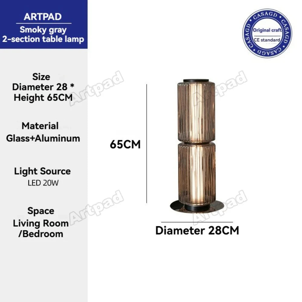 Lampadaire Colonne en Verre - Gris Fumée H35cm