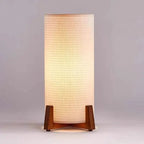 Lampadaire Colonne Tissu et Socle en Bois - A