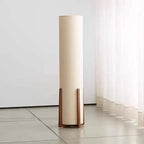 Lampadaire Colonne Tissu et Socle en Bois - A