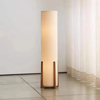 Lampadaire Colonne Tissu et Socle en Bois - A