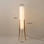 Lampadaire Colonne Tissu et Socle en Bois - B