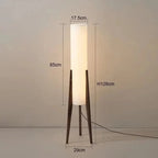 Lampadaire Colonne Tissu et Socle en Bois - B