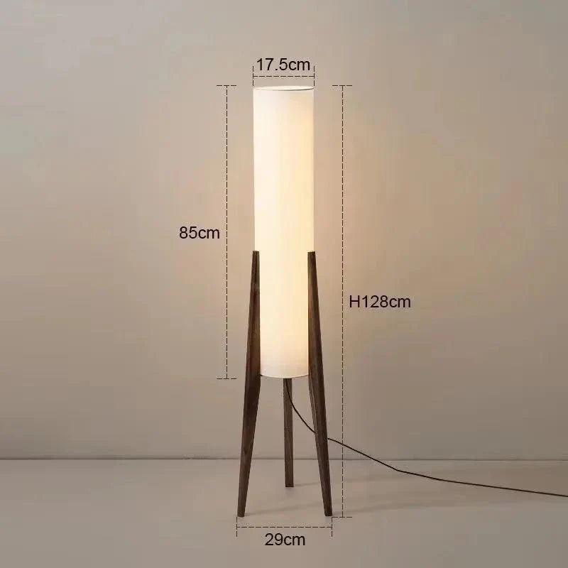 Lampadaire Colonne Tissu et Socle en Bois - B