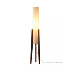 Lampadaire Colonne Tissu et Socle en Bois - B