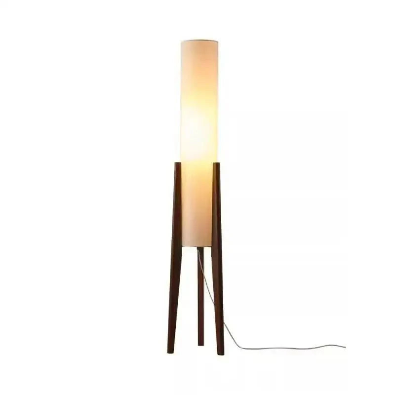 Lampadaire Colonne Tissu et Socle en Bois - B