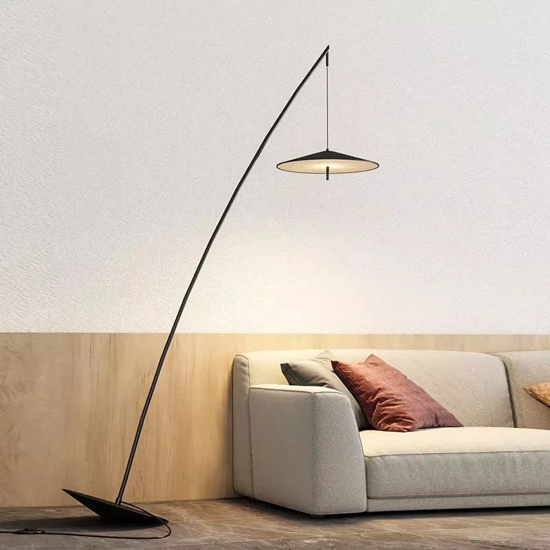 Lampadaire Déporté Minimaliste Noir - Blanc chaud